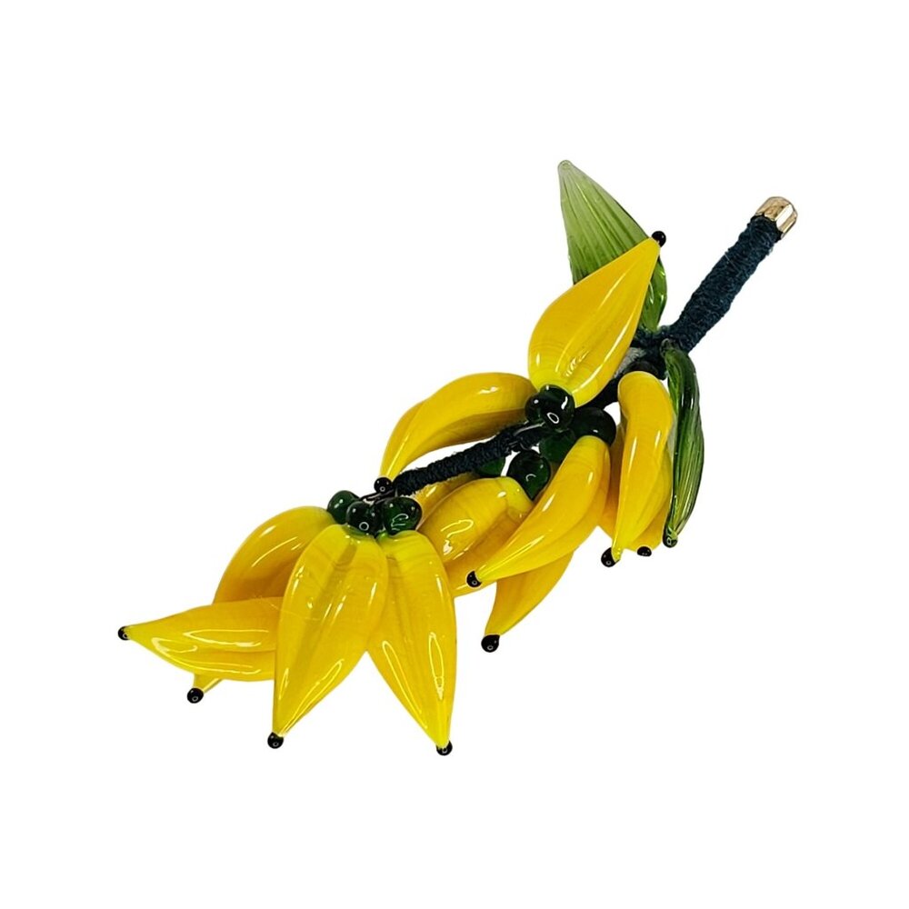 Vintage Miniature Blown Art Glass Banana Bunch Vine Faux Fruit